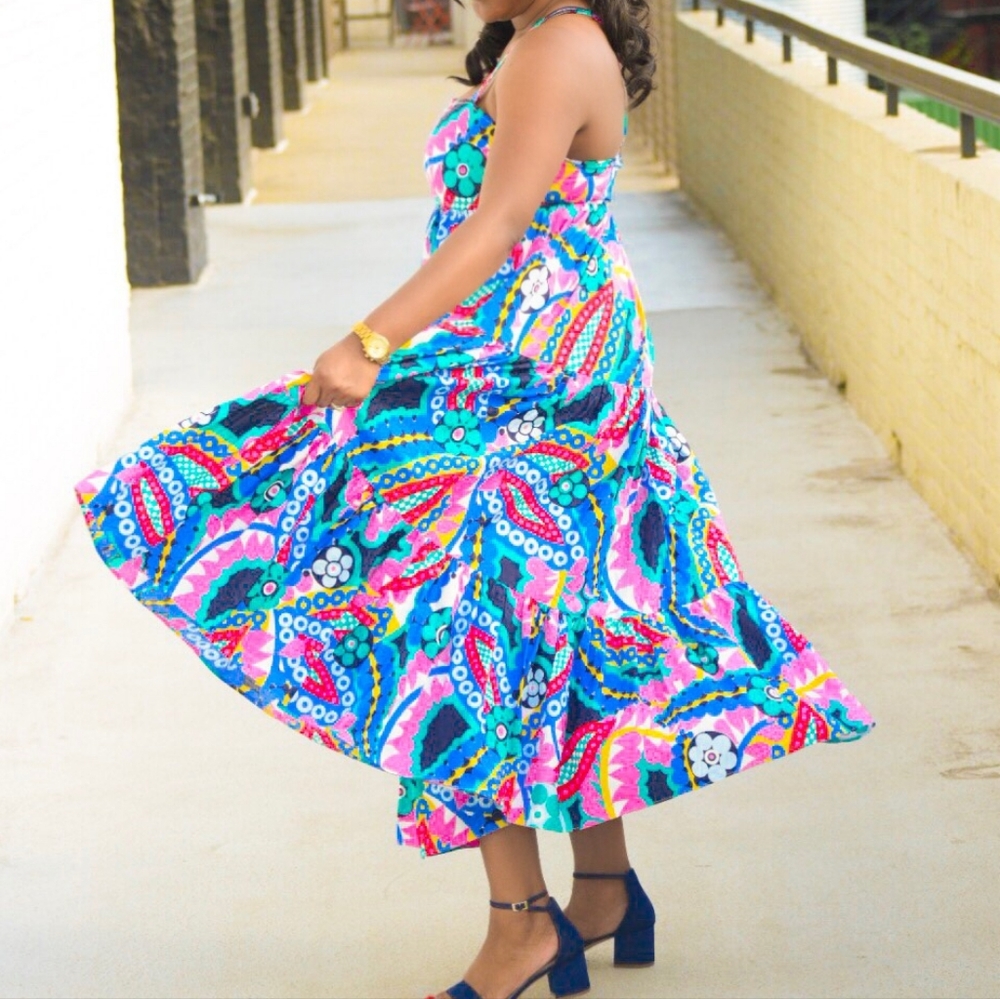 $40 J.Crew Maxi Dress Ratti Kaleidoscope Floral With Pockets Spring Summer NWT - Picture 5 of 11